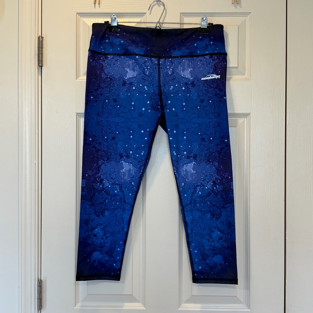 Coolomg XL Blue Galaxy Women’s Athletic Leggings 22” Inseam